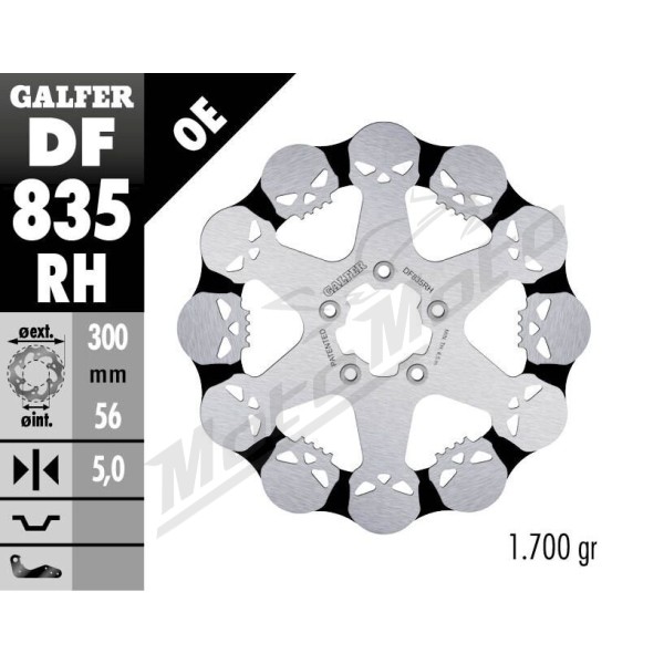 GALFER BRAKE ROTOR FIXED SKULL Harley Davidson FLD / FLHR / FLHRC / FLHRSE / FLHT 1450-1923cc 04-24