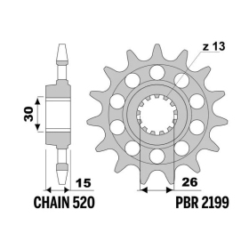 PBR Steel Standard Front Sprocket 2199 - 520 ​​​​​​​BMW HP4 / S 1000cc 2010-2024