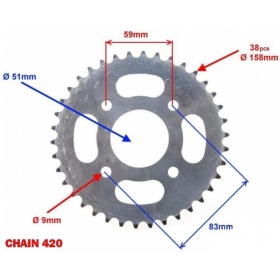 Rear sprocket KINGWAY CHOPPER 38Teeth