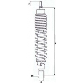 Amortizatorius galinis VESPA PRIMAVERA/ SPRINT 125-150cc 423mm Ø10 M8