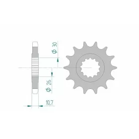 AFAM plieninė standartinė priekinė žvaigždutė 21801 - 530 14-18 dantukų YAMAHA FJ / RD / XJR / FZS / YZF / MT 500-1700cc 84-12