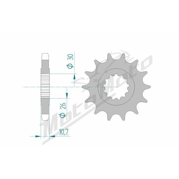 AFAM plieninė standartinė priekinė žvaigždutė 21801 - 530 14-18 dantukų YAMAHA FJ / RD / XJR / FZS / YZF / MT 500-1700cc 84-12