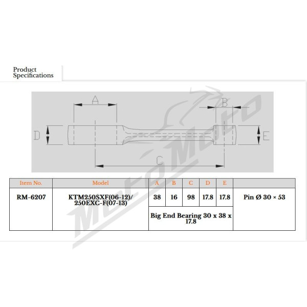 Royal Rods connecting rod KTM SX-F / EXC-F 250cc 06-13