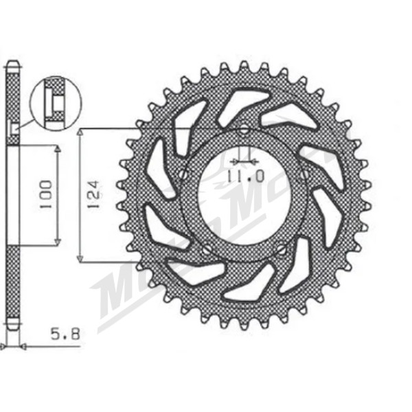 SUNSTAR 520 Galinė žvaigždutė 35 dantukai Ducati Scrambler / Panigale 400-1000 03-20