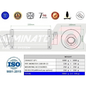 Exhausts silincers Dominator GP1 DUCATI MONSTER 1100 2009-2013