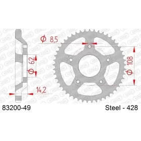 AFAM Steel Standard Rear Sprocket 428 49 teeth MZ RT 125 00-08