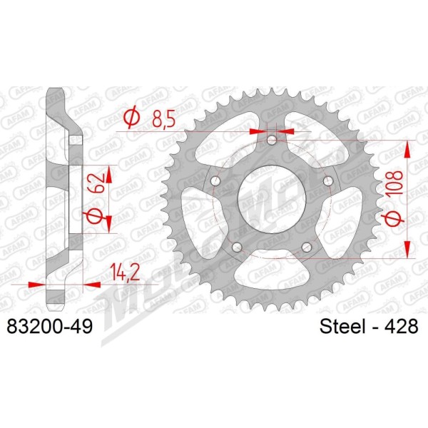 AFAM Steel Standard Rear Sprocket 428 49 teeth MZ RT 125 00-08