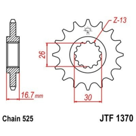 JT Grandinės komplektas sustiprintas 525Z3 16/43 Honda CBR 600F 11-12