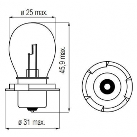 Lemputė BOSMA P26S 12V/25W