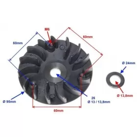 Front variator pulley APRILIA/ ATALA/ DERBI/ HYOSUNG/ ITALJET/ MALAGUTI/ PEGASUS/ SUZUKI/ TGB 25-50cc 93-10