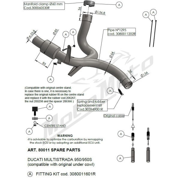 LEOVINCE Mid Pipe Stainless Steel Ducati Multistrada 950 21-24