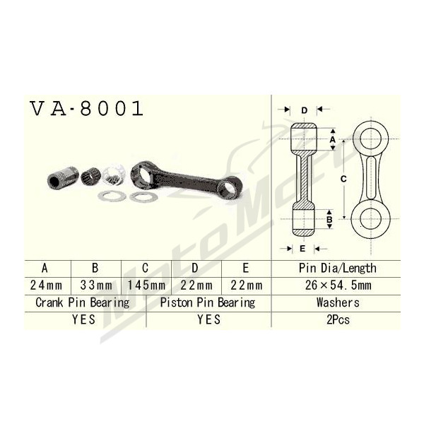 VESRAH Connecting rod Kawasaki KX 500 85-04