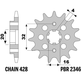 PBR Steel Standard Front Sprocket 2346 - 428 14T