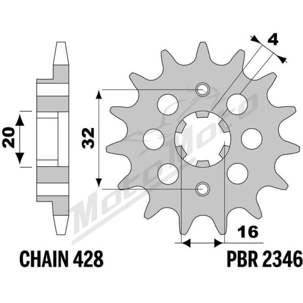PBR Steel Standard Front Sprocket 2346 - 428 14T