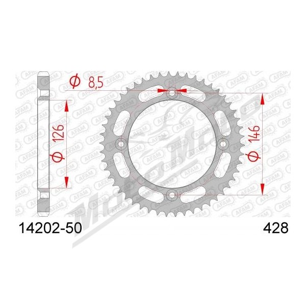 AFAM Steel Standard Rear Sprocket 428 50 teeth SUZUKI TS 125 84-88