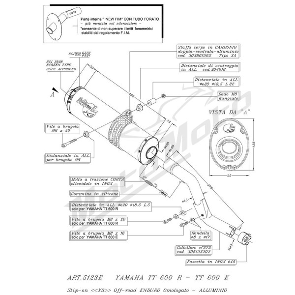 LEOVINCE X3 Slip-On Muffler YAMAHA TT 600 R 94-04