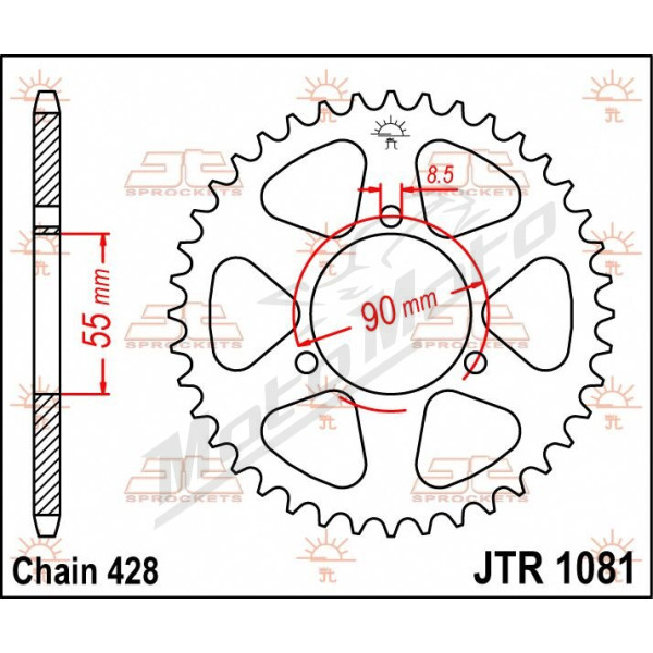 JT SPROCKETS Galinė žvaigždutė 428 Rieju RS2 125 06-09