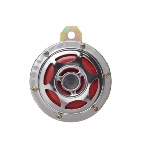 Horn silver / red 12V Ø100mm 1pc