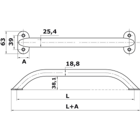Osculati handrail 450mm 