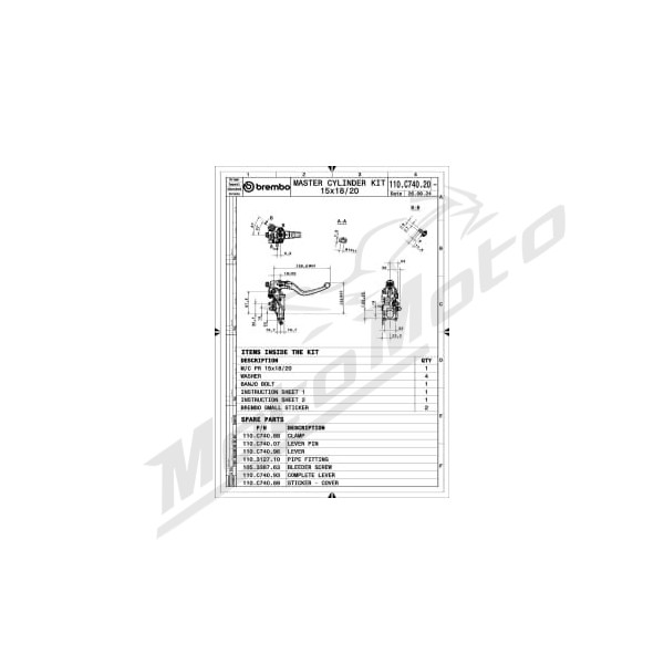 Brembo Brake master cylinder Aprilia / Honda / Husaberg / Husqvarna / Kawasaki / KTM 125-701cc 74-26