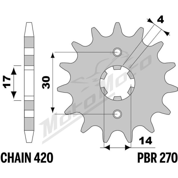 PBR Steel Standard Front Sprocket 270 - 420 14T