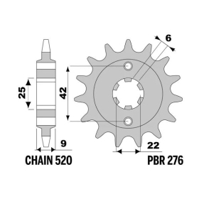 PBR Steel Standard Front Sprocket 276 - 520 ​​​​​​​HONDA CB / CM 400cc 1981-1983