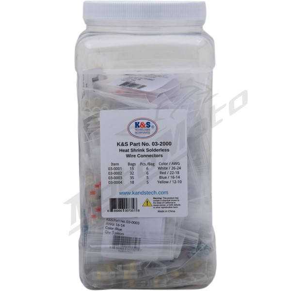 K&S TECHNOLOGIES Heat-Shrink Solderless Wire Connector Kit/Refill 100 pcs.