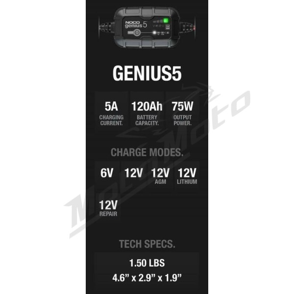 NOCO Genius5 Smart Battery Charger 6/12V 5A