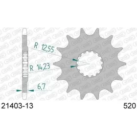 AFAM plieninė standartinė priekinė žvaigždutė 21403 520 13-15 dantukų YAMAHA YFZ 450cc 09-20