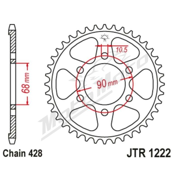JT/JT Chain Kit 428HDR 15/47 Standard - Standard Rear Sprocket Honda CB 125cc 18-20