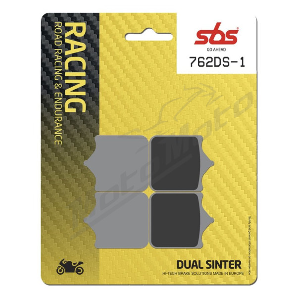 SBS DS Racing 762DS-1 Dual Sintered Brake Pads Aprilia / Benelli / Bimota / Ducati / KTM / MV Agusta 502-1198cc 01-19