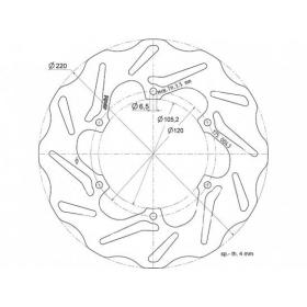 Front / Rear brake disc POLINI DERBI GP1 / GILERA RUNNER / PIAGGIO FLY / LIBERTY / NRG / VESPA Ø 220x105,2x4