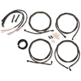 LA CHOPPERS Complete Midnight Braided Handlebar Cable/Brake Line Kit Harley Davidson 1750-1923 17-20