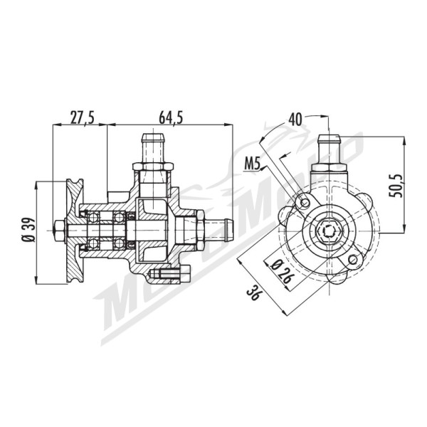 Mechanical water pump POLINI Honda Camino / PX 50cc AC 2T 1978-1991