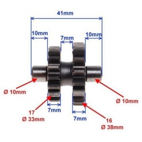 Starter bendix gear atv / cross 200cc 16+17teeth