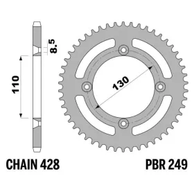 PBR aliuminė galinė žvaigždė 249 - 428 HONDA CR 80-85cc 1986-2007