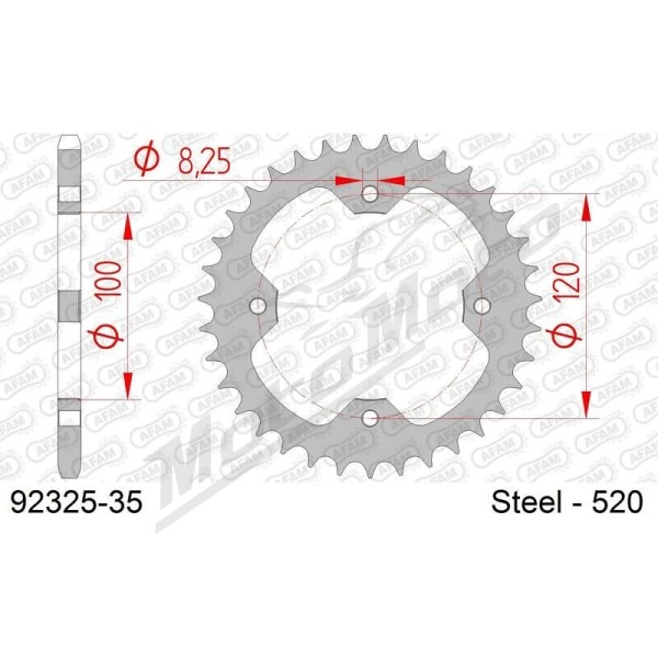 AFAM Steel Standard Rear Sprocket 520 35 teeth BOMBARDIER RALLY 200 2003-2009