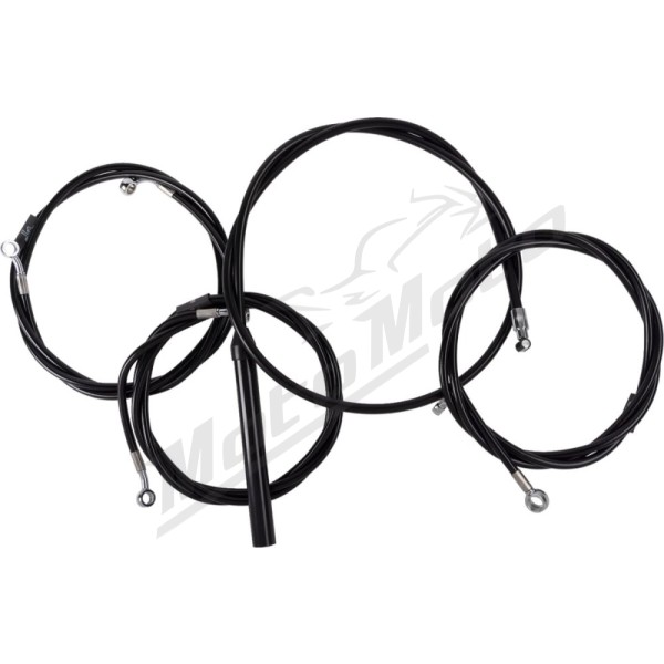 LA CHOPPERS Complete Black Vinyl Braided Handlebar Cable/Brake Line Kit 38cm - 43cm Harley Davidson FLHRXS / FLHTK / FLHX / FLHXSE / FLTRK / FLTRKSE / FLTRXSE 1868-1977 23-24