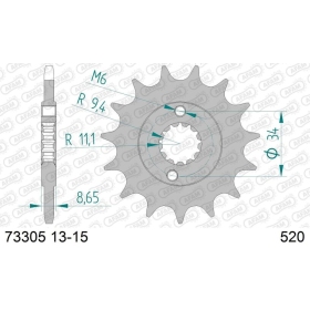 AFAM Steel Standard Front Sprocket 73305 - 520 13-15 teeth KTM DUKE / RC / ADVENTURE / HUSQVARNA VITPILEN / SVARTPILEN 390-401CC 13-24
