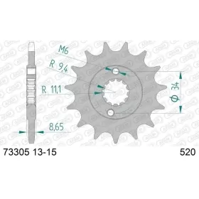 AFAM plieninė standartinė priekinė žvaigždutė 73305 - 520 13-15 dantukų KTM DUKE / RC / ADVENTURE / HUSQVARNA VITPILEN / SVARTPILEN 390-401CC 13-24