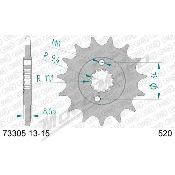 AFAM plieninė standartinė priekinė žvaigždutė 73305 - 520 13-15 dantukų KTM DUKE / RC / ADVENTURE / HUSQVARNA VITPILEN / SVARTPILEN 390-401CC 13-24