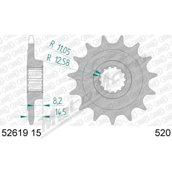 AFAM grandinės komplektas 520XHR2 15/43 DUCATI MONSTER 937 21-25