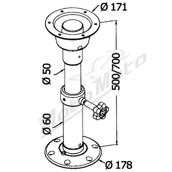 Osculati table pedestal 50-70cm aluminium