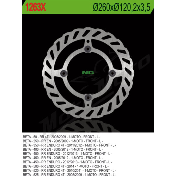 NG BRAKES Front Wave Fixed Brake Disc 260mm Beta RR Enduro / Cross 250-525cc 05-14