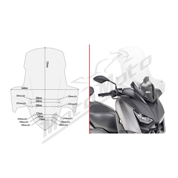 GIVI Front Windshield Yamaha X-Max 125-400cc 17-22