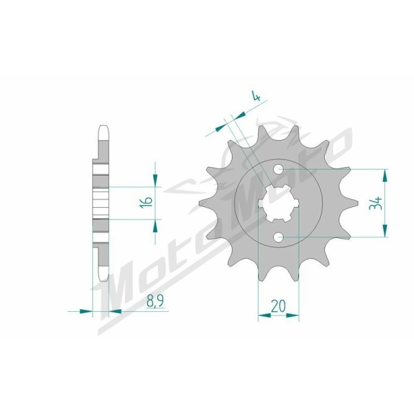 AFAM Steel Standard Front Sprocket 21300 - 520 12-14 teeth YAMAHA / HYOSUNG 200-250cc 90-13