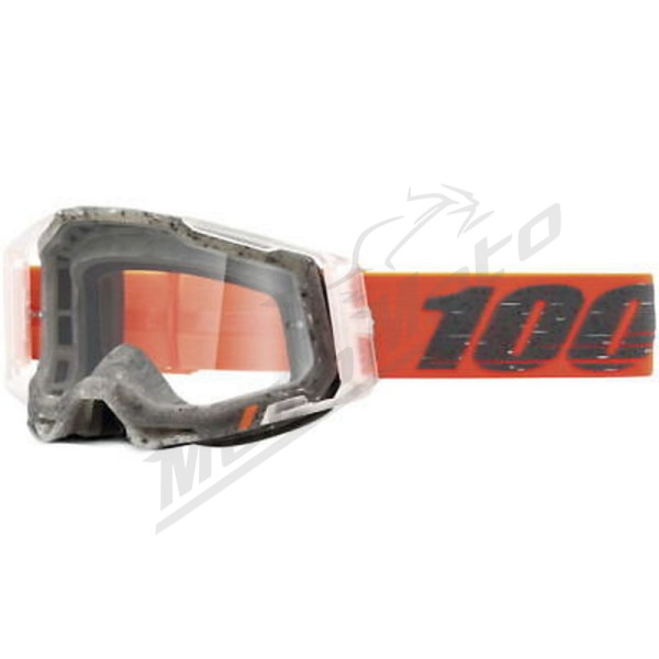 100% goggles model racecraft 2 schrute - clear lens - orange / grey