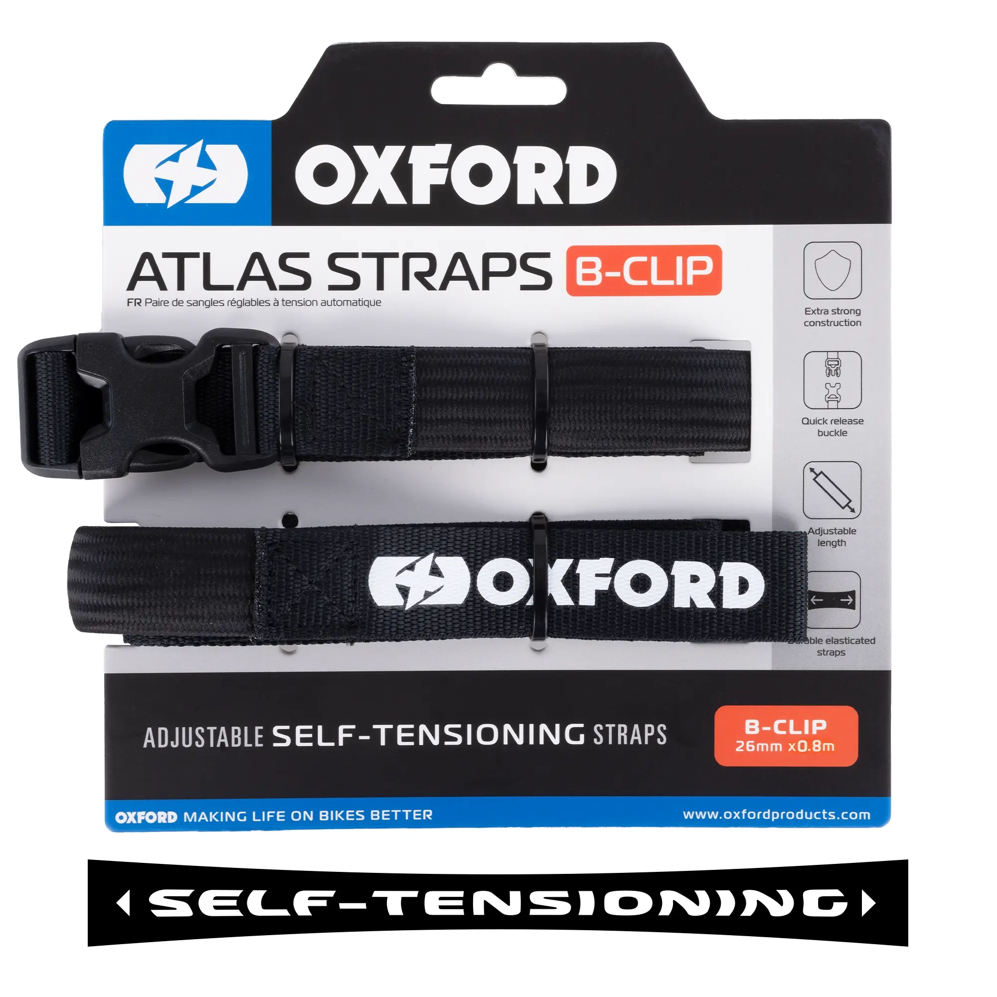 Oxford Atlas B-Clip 26mm x0.8M Black (Pair)