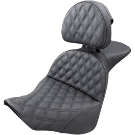 SADDLEMEN Explorer Lattice Stitch Seat With Backrest Harley Davidson FLFB / FLFBS 1750-1923 18-25