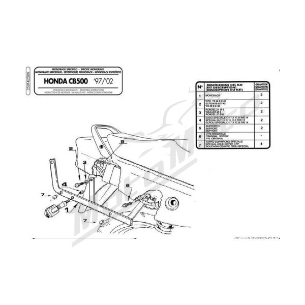 KAPPA Rear storage box bracket Honda CB 500 97-05